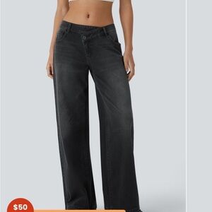 HALARA Charcoal Wide-Leg Jeans